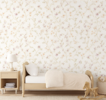 Carta da parati cameretta design floreale semplice - TenStickers