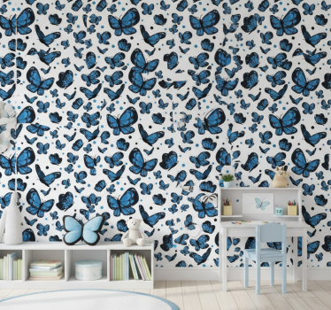 Carta da parati cameretta farfalle blu - TenStickers