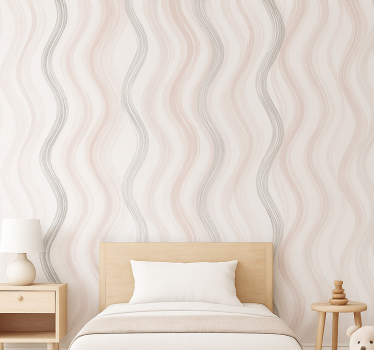 Carta da parati cameretta linee acquerello grigio rosa - TenStickers