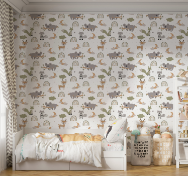 Carta da parati bambini modello animale scandinavoModello animale - TenStickers