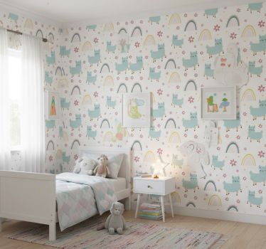 Carta da parati cameretta motivo pecore e unicorni - TenStickers
