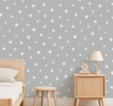 Carta da parati cameretta motivo stelle grigie - TenStickers