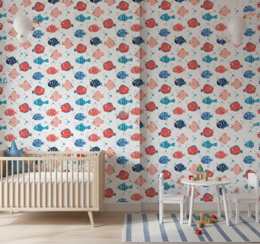Carta da parati cameretta pesci rosa e blu - TenStickers