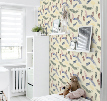 Carta da parati bambini piume colorate - TenStickers