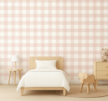 Carta da parati cameretta quadretti rosa - TenStickers