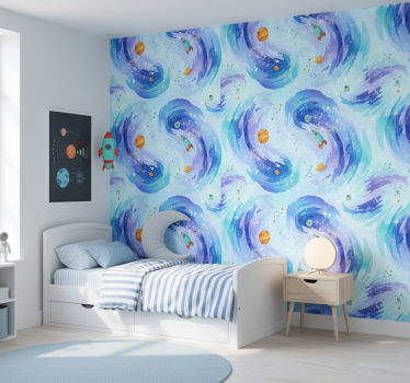 Carta da parati cameretta stile galassia azzurro - TenStickers