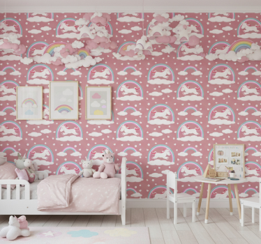 Carta da parati cameretta tema unicorno magico - TenStickers