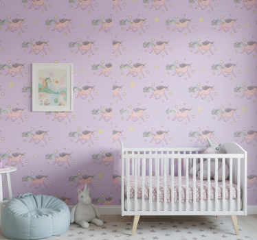 Carta da parati cameretta unicorni danzanti - TenStickers