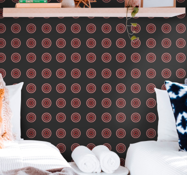 Carta da parati classica motivo geometrico rotondo rosso - TenStickers