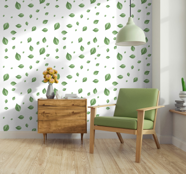 Carta da parati foglie modello di foglie sparse - TenStickers