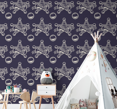 Carta da parati vintage texture disegno distintivo stella - TenStickers