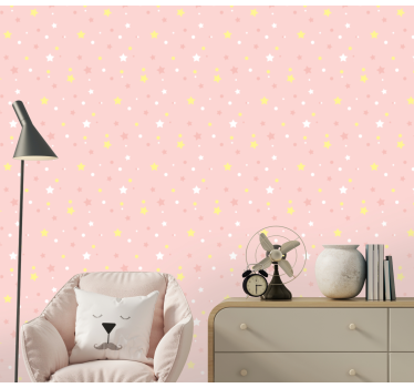 Carta da parati stelle con lo sfondo rosa - TenStickers