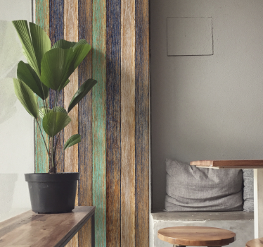 Carta da parati effetto legno design colorato e rovinato - TenStickers