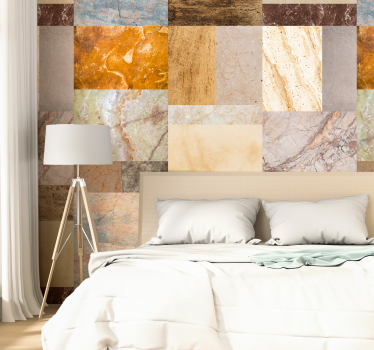 Carta da parati effetto marmo design patchwork - TenStickers