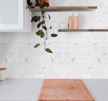 Carta da parati effetto marmo modello esagonale bianco - TenStickers