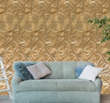 Carta da parati effetto metallo motivo geometrico oro - TenStickers