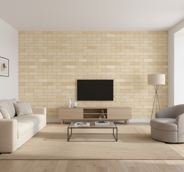 Carta da parati effetto pietra mattoni giallo beige - TenStickers