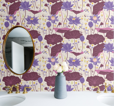 Carta da parati floreale blu e viola - TenStickers