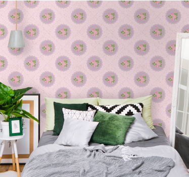 Carta da parati floreale cerchi rosa rosa - TenStickers