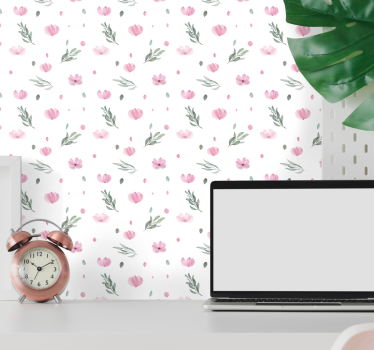 Carta da parati floreale delicati fiori rosa - TenStickers
