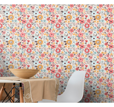 Carta da parati floreale design floreale colorato - TenStickers