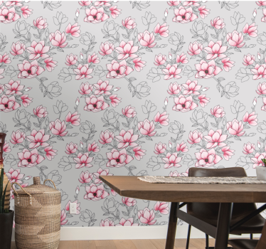 Carta da parati floreale design floreale magnolia - TenStickers