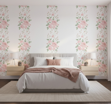 Carta da parati floreale design floreale rosa chiaro - TenStickers