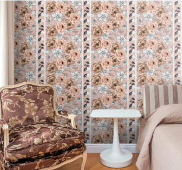 Carta da parati floreale elegante disposizione beige - TenStickers