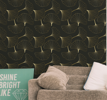 Carta da parati foglie elegante motivo ginko - TenStickers
