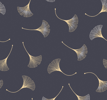 Carta da parati foglie motivo ginkgo grigio elegante - TenStickers