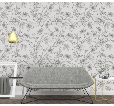 Carta da parati floreale eleganza dello schizzo floreale - TenStickers