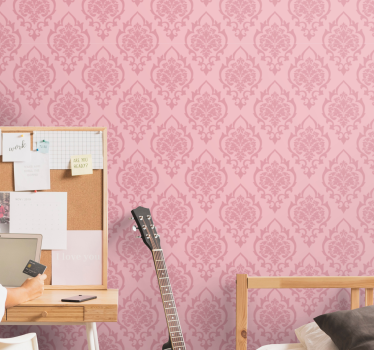 Carta da parati barocco motivo floreale rosa - TenStickers