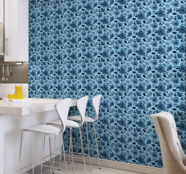 Carta da parati floreale matrice floreale blu - TenStickers