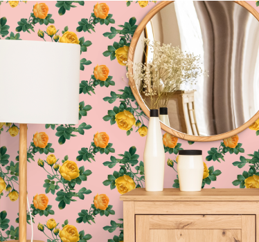 Carta da parati floreale modelli di rose gialle - TenStickers