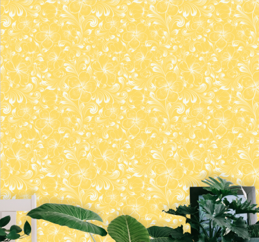 Carta da parati floreale modello giallo vivace - TenStickers