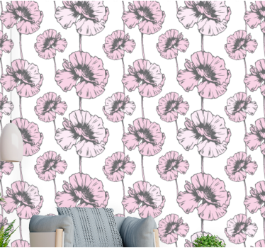 Carta da parati floreale modello semplice rosa - TenStickers