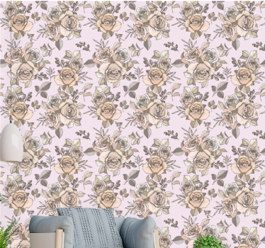 Carta da parati floreale modello vintage rosa - TenStickers