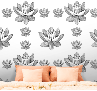 Carta da parati floreale motivo a fiori di loto - TenStickers