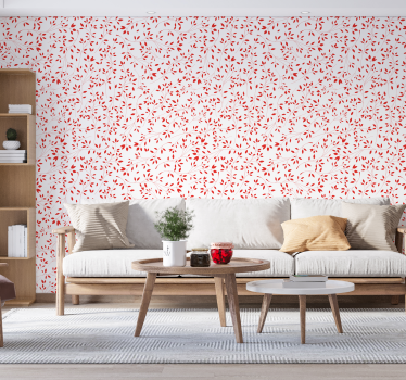 Carta da parati foglie modello di ramo rosso - TenStickers