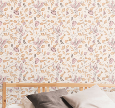 Carta da parati floreale motivo beige delicato - TenStickers