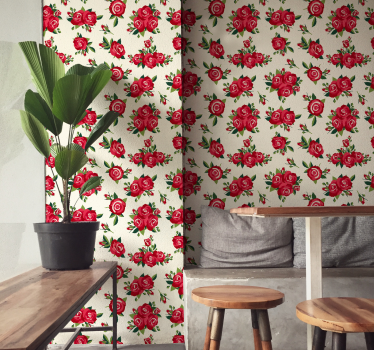 Carta da parati floreale motivo di fiori di rosa - TenStickers