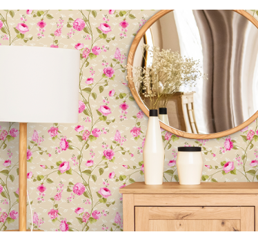 Carta da parati floreale motivo rose beige - TenStickers