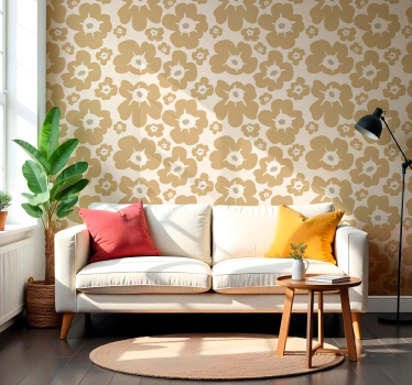 Carta da parati floreale papaveri beige - TenStickers