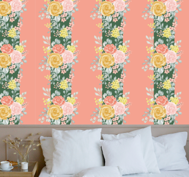 Carta da parati floreale rose e verde - TenStickers