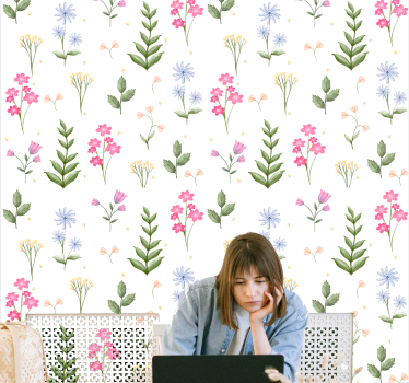Carta da parati floreale sfondo con motivi floreali - TenStickers