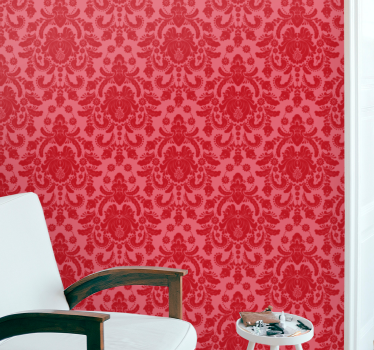 Carta da parati classica damasco floreale rosso - TenStickers
