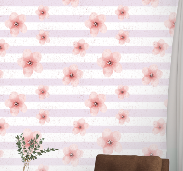 Carta da parati floreale strisce di fiori di ciliegio - TenStickers