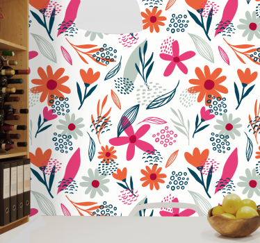 Carta da parati floreale vivaci motivi floreali - TenStickers