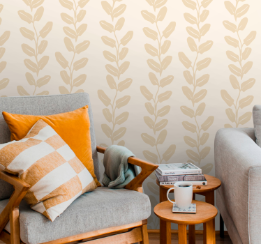 Carta da parati foglie rametti verticali beige - TenStickers