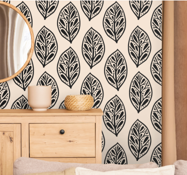 Carta da parati foglie elegante disposizione beige - TenStickers